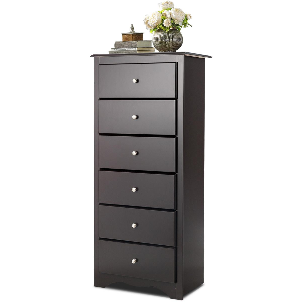 Giantex 6 Dresser Chest, Free Standing Wooden Storage Cabinet, Tall Dresser Clothes Organizer