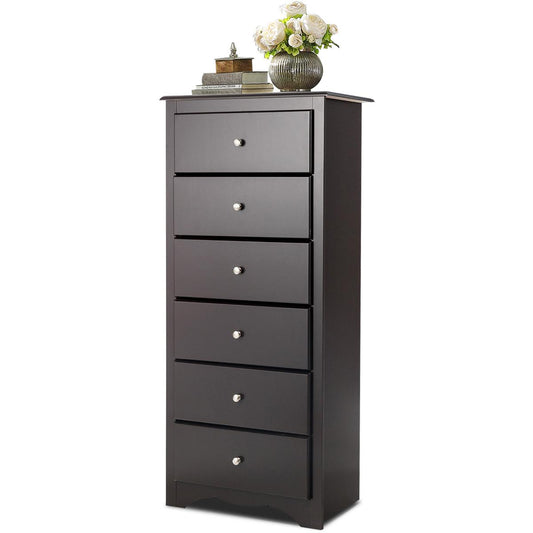 Giantex 6 Dresser Chest, Free Standing Wooden Storage Cabinet, Tall Dresser Clothes Organizer