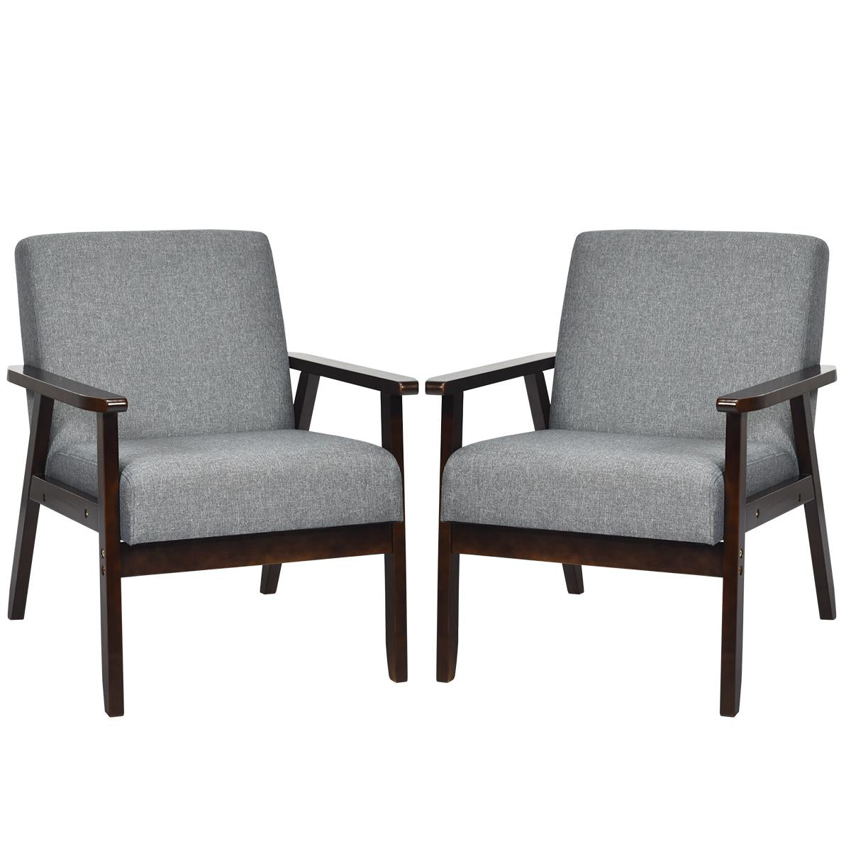 Giantex  Set of 2 Accent Chair, Mid-Century Modern Arm  Chair for Living Room, Bedroom