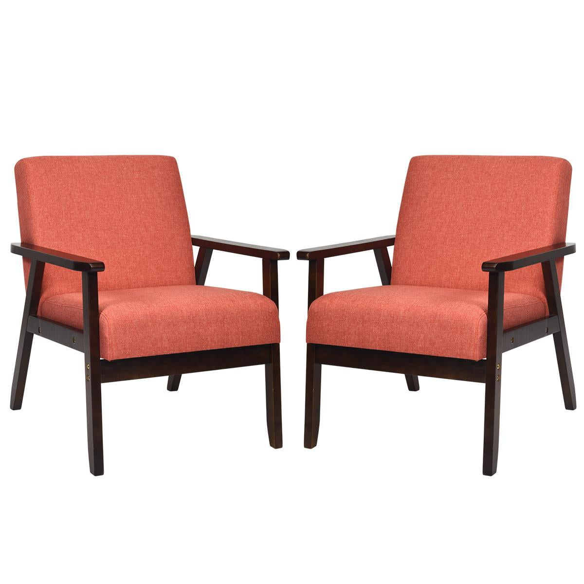 Giantex  Set of 2 Accent Chair, Mid-Century Modern Arm  Chair for Living Room, Bedroom