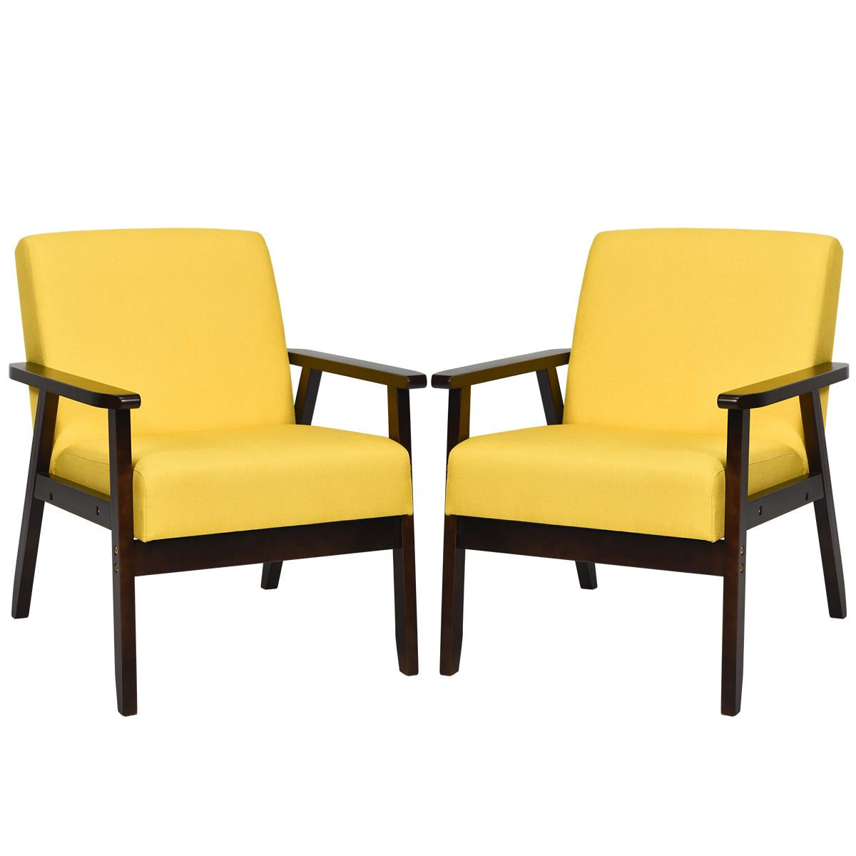 Giantex  Set of 2 Accent Chair, Mid-Century Modern Arm  Chair for Living Room, Bedroom