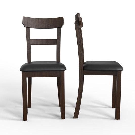Giantex Black Dining Chairs Set of 2, Upholstered Leather Chairs w/Rubber Wood Frame for Kitchen Dining Room