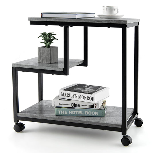 Giantex End Table on Wheels, 3-Tier Sofa Couch Side Table, Ladder-Shaped Nightstand for Home Office (1)