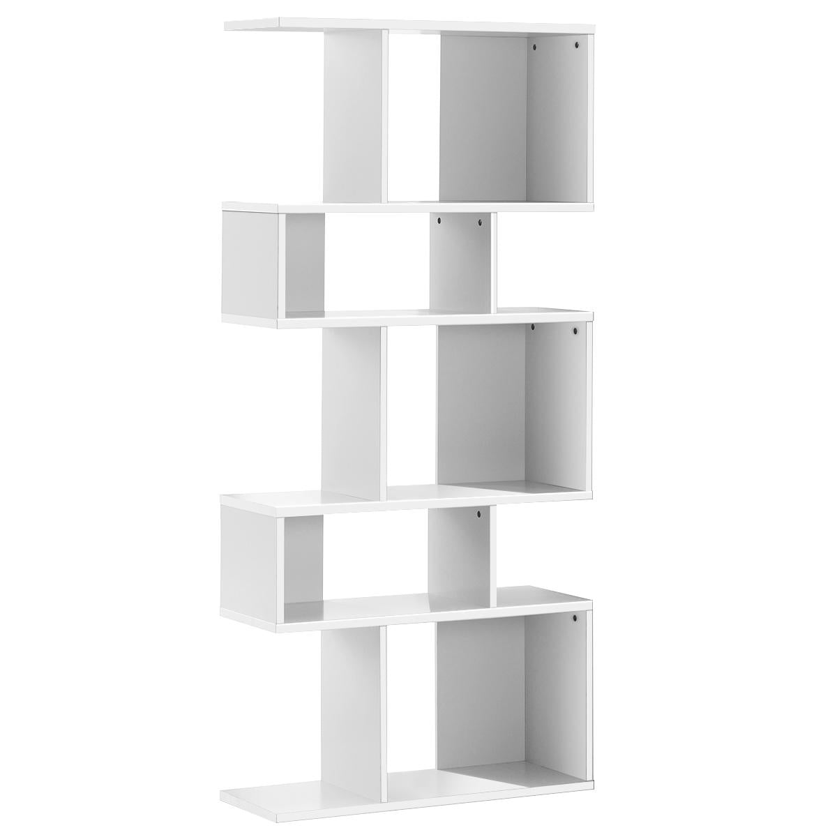 Giantex Freestanding Ladder Bookcase, 5 Cubes Corner Storage Bookshelf, 5-Layer Organizer Rack Display Cabinet