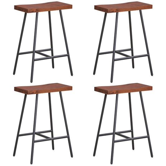 Giantex 4 PCS 24 Inch Height Industrial Saddle Stool, Backless Counter Bar Stool