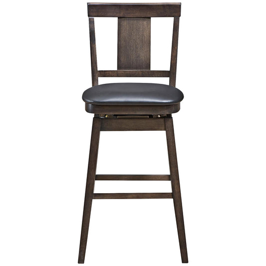 Giantex 29 inch Bar Stools, Wooden Counter Leather Padded Seat w/360 Degree Swivel, (1)
