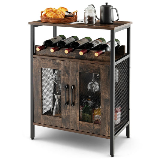 Giantex wine bar cabinet, freestanding liquor cabinet w/glass rack, sideboard coffee bar buffet cabinet