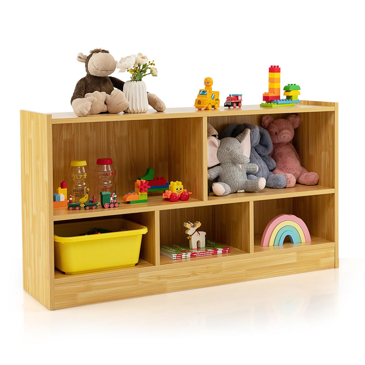 Giantex Toy Storage Organizer, 5-Section Storage Cabinet, Wooden Display Book Shelf