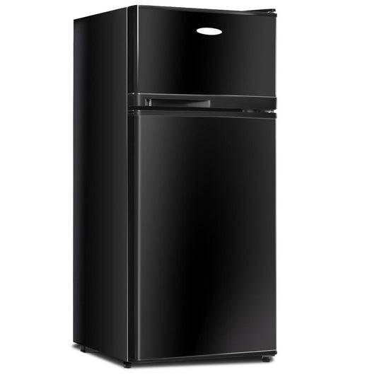 Giantex Compact Refrigerator, 3.4 cu. ft. Mini Cooler Fridge, Freestanding Fridge w/Adjustable Thermostat, Black