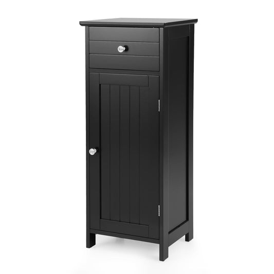 Giantex Wooden Bathroom Floor Cabinet, Freestanding Storage Cabinet w/Adjustable Shelf & Anti-Tilt Design