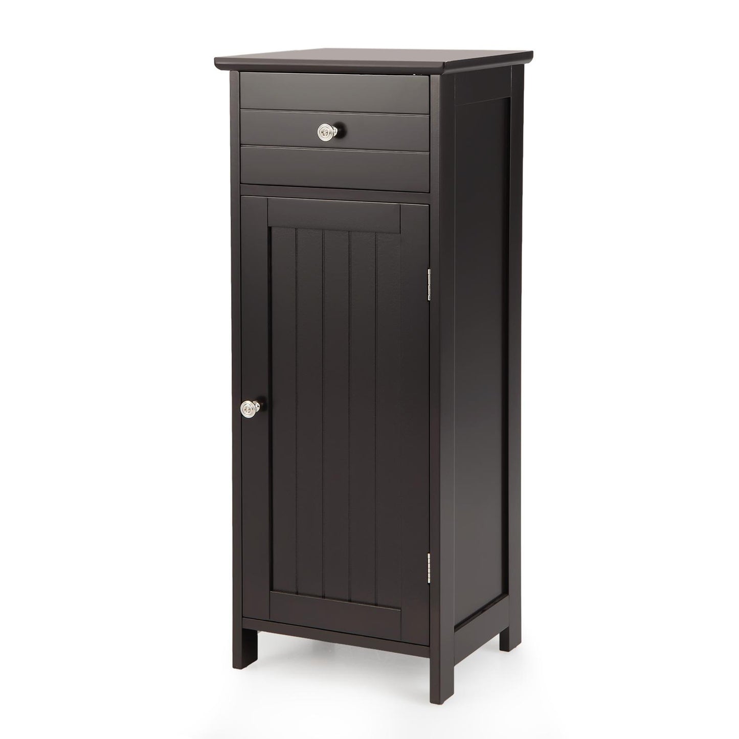 Giantex Wooden Bathroom Floor Cabinet, Freestanding Storage Cabinet w/Adjustable Shelf & Anti-Tilt Design