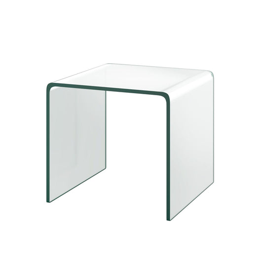 Giantex Clear Tempered Glass End Table, Coffee Table w/Smooth Edge & Non-Slip Pad