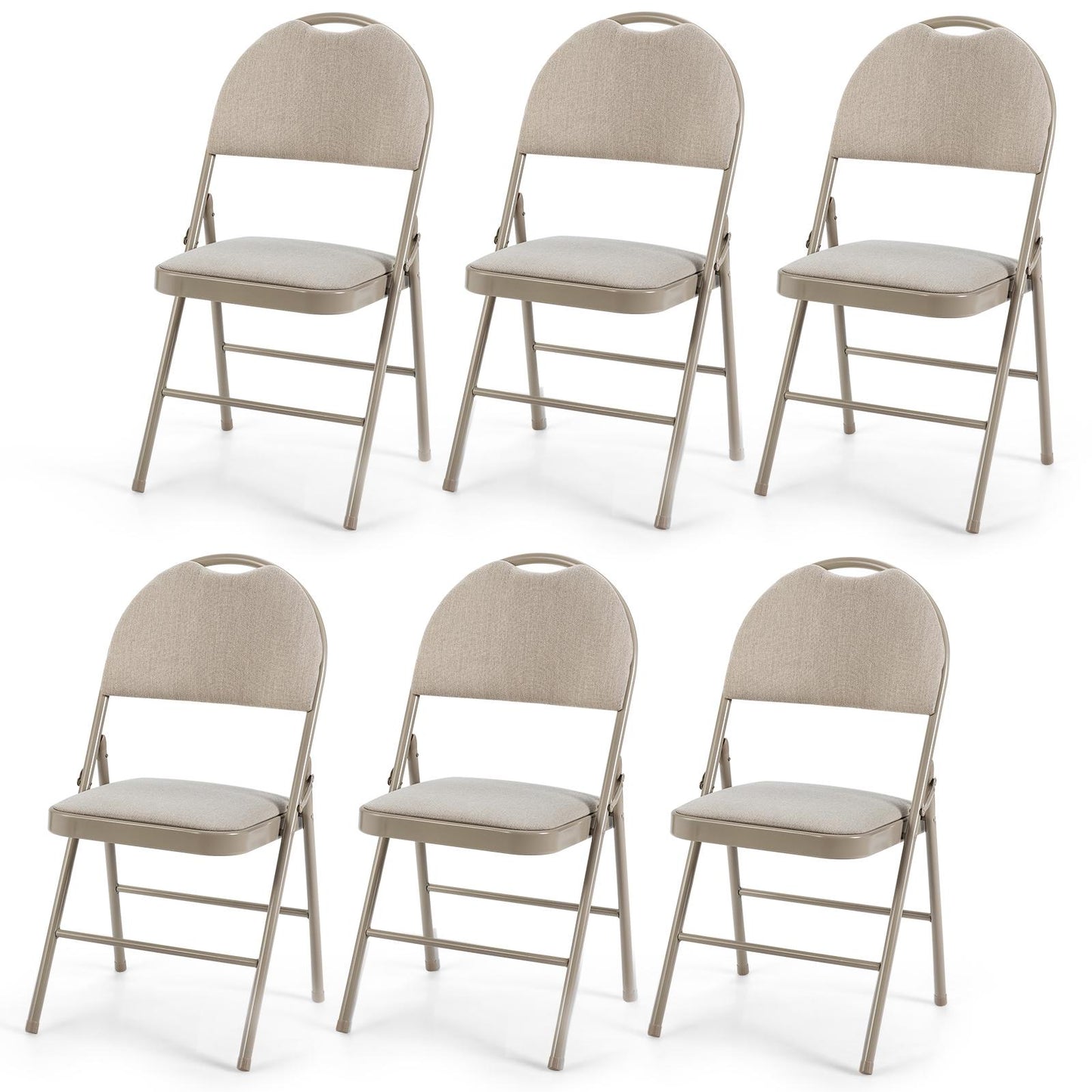 Giantex 6-Piece Commercial Folding Chairs w/Upholstered Padded Seat & Back, Fabric Seating for Home Office Wedding Party