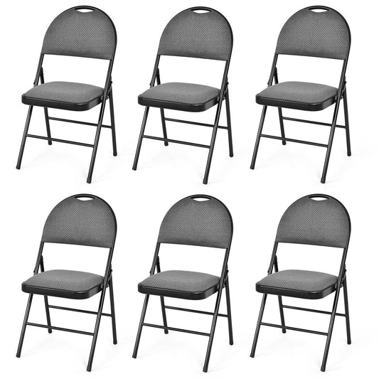 Giantex 6-Piece Commercial Folding Chairs w/Upholstered Padded Seat & Back, Fabric Seating for Home Office Wedding Party