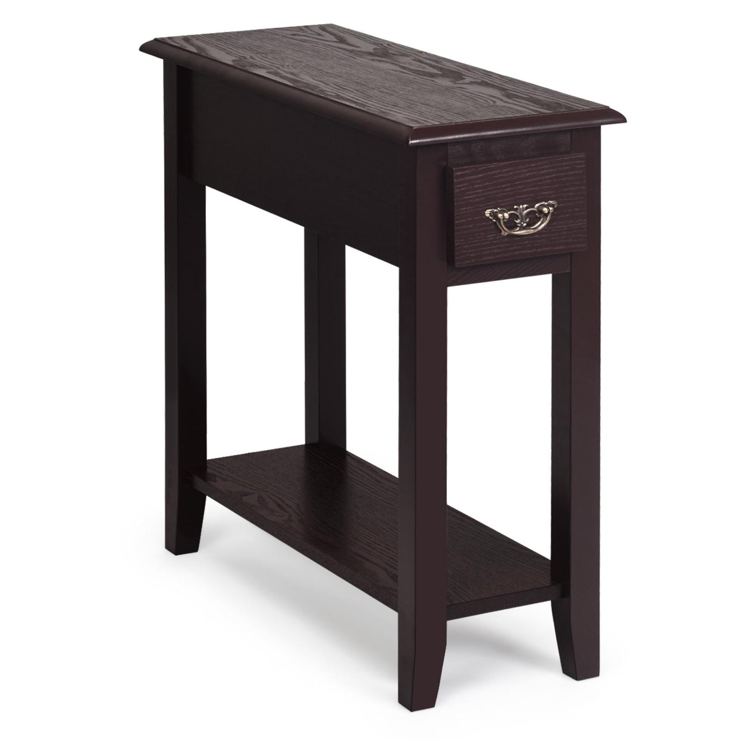 Giantex Narrow End Table, Slim Side Table w/Drawer, ightstand Bedside Table for Small Spaces, (1)