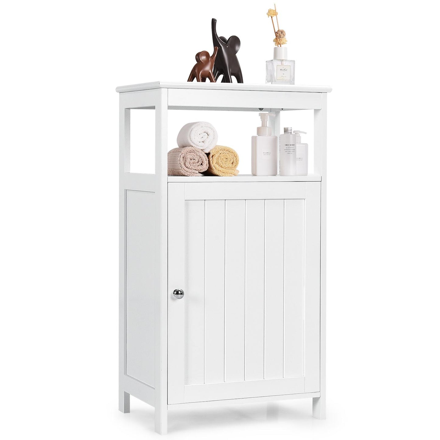 Giantex Bathroom Floor Cabinet, Freestanding Side Storage Organizer w. Adjustable Shelf