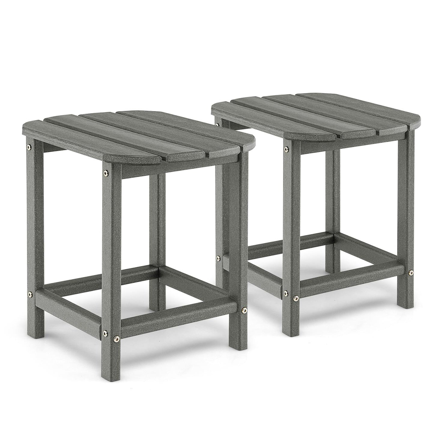 Giantex Small Side Table, Weather Resistant Square Tea Table, Beside End Tables(2, Grey)