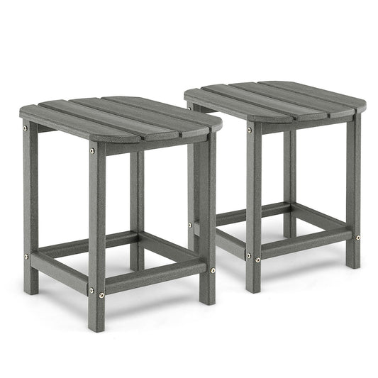 Giantex Small Side Table, Weather Resistant Square Tea Table, Beside End Tables(2, Grey)