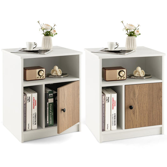 Giantex  Nightstand Set of 2, Sofa Side Table, Management, Modern Bedside Storage Cabinet, End Table for Home