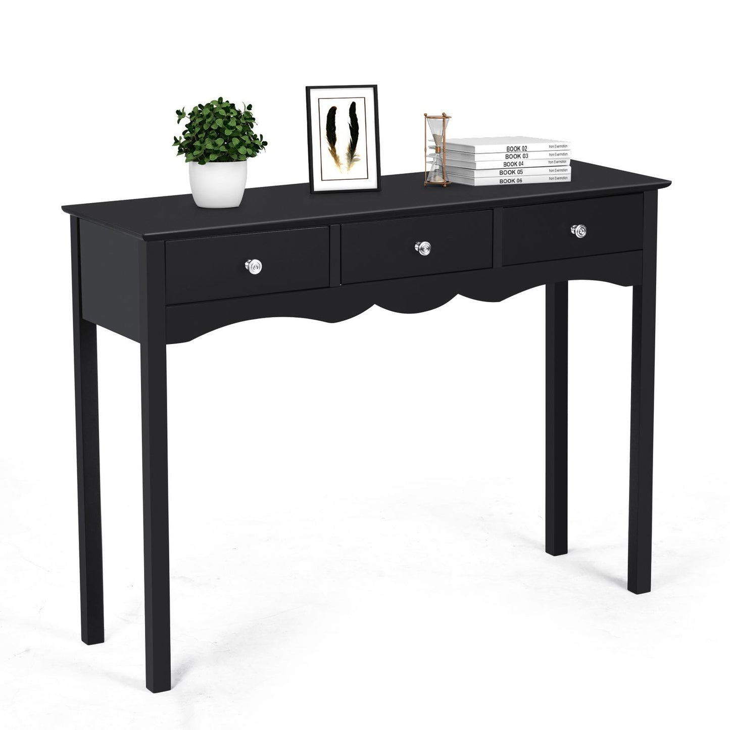 Giantex Console Table, 3-Drawers Hall Table Desk, Multifunctional Usage Accent Side Sofa Table for Entryway