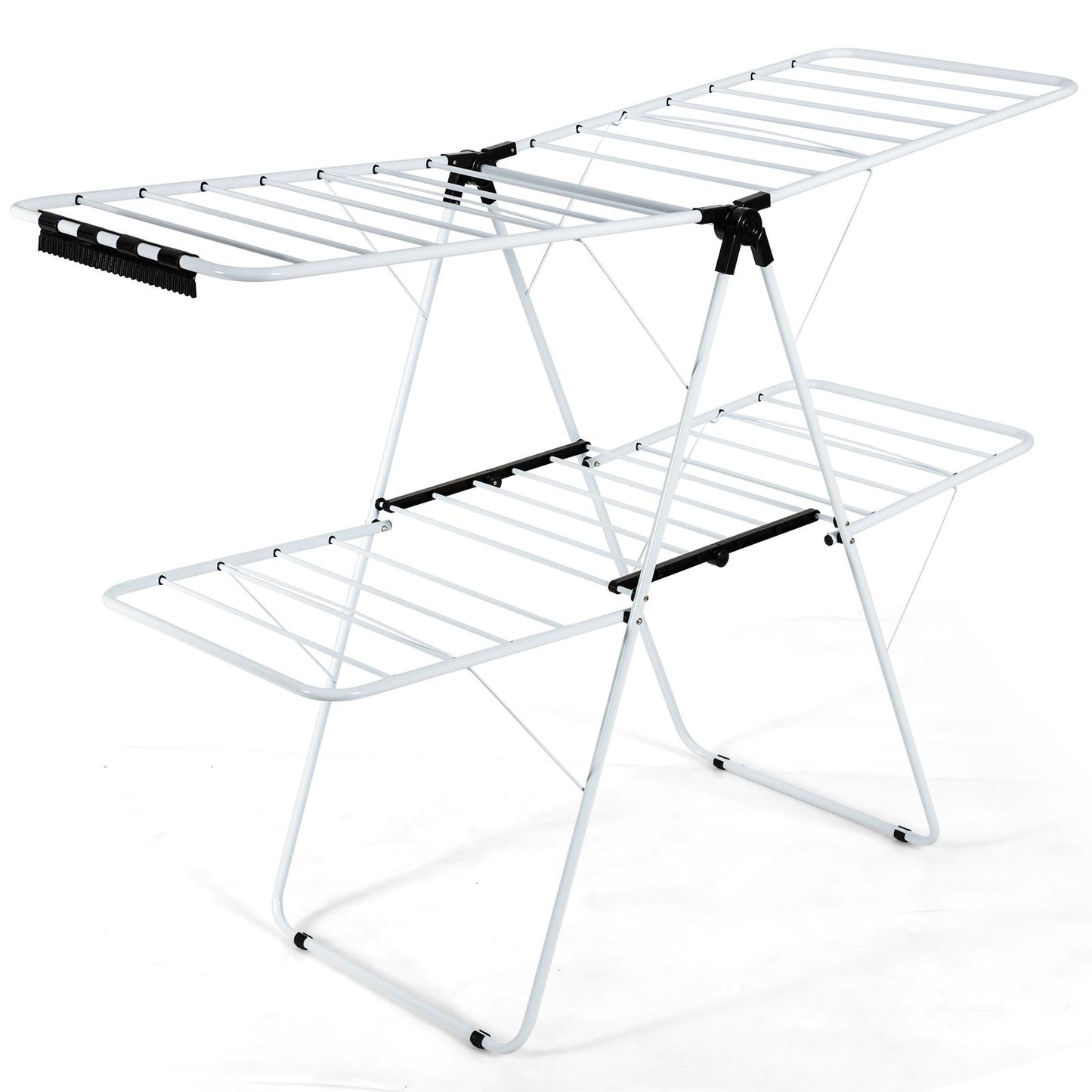 Giantex Clothes Drying Rack, Foldable 2-Level Laundry Drying Rack w/Height-Adjustable Wings, Standing Large Drying Rack