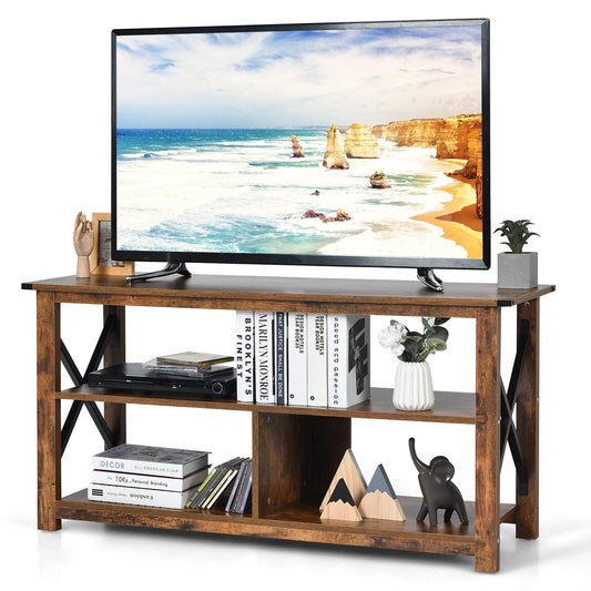 Giantex Wood TV Stands Tables, Storage Entertainment Center, Media Console Cabinet, Brown