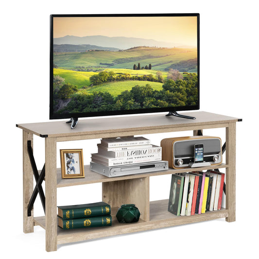 Giantex Wood TV Stands Tables, Storage Entertainment Center, Media Console Cabinet, Gray