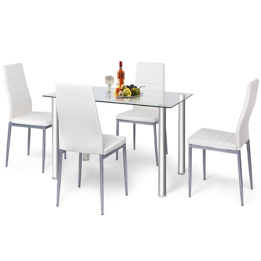 Giantex 5 Piece Dining Table Set, Steel Frame Table & Chairs for Restaurant Kitchen