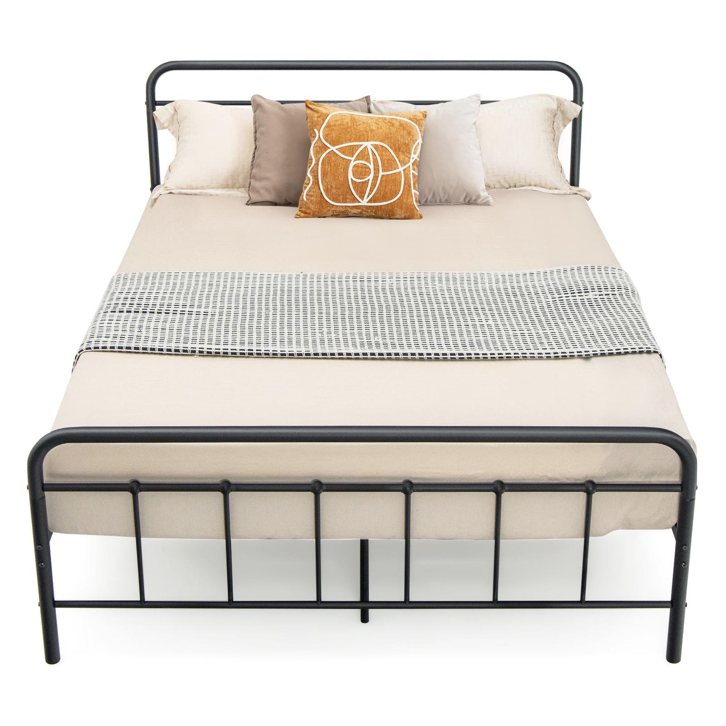 Giantex Metal Bed Frame, Platform Bed Frame Mattress Foundation w/Headboard & Footboard, No Box Spring Needed, Queen Size