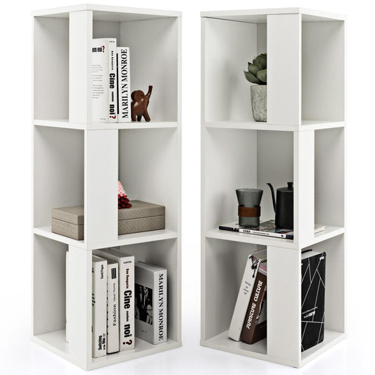 Giantex 6 Cube Bookcase, reestanding Bookshelf w/Anti-toppling Device, Wood Storage Display Cabinet Organizer, White