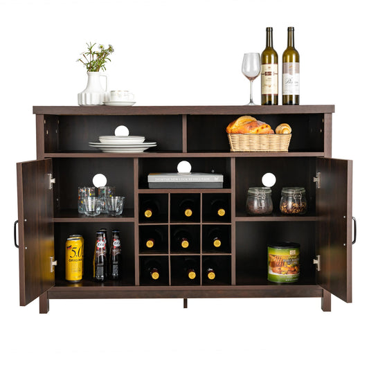 Giantex Buffet Cabinet w/Storage, Kitchen Sideboard w/Removable Wine Rack & Adjustable Shelves for Home or Office, Brown