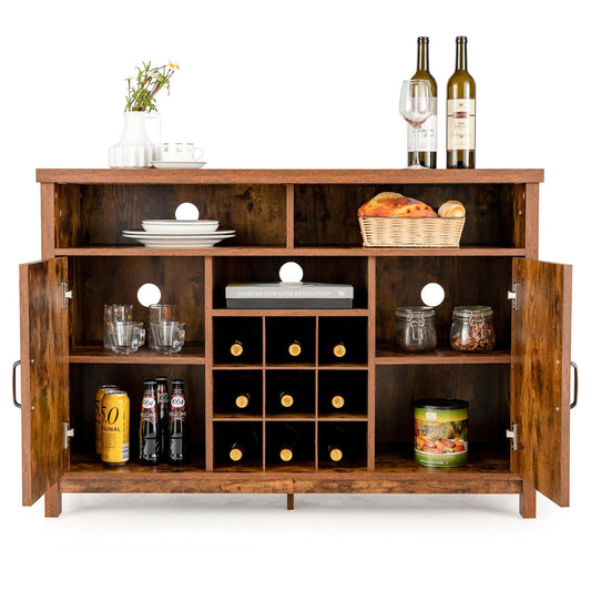 Giantex Buffet Cabinet w/Storage, Kitchen Sideboard w/Removable Wine Rack & Adjustable Shelves for Home or Office