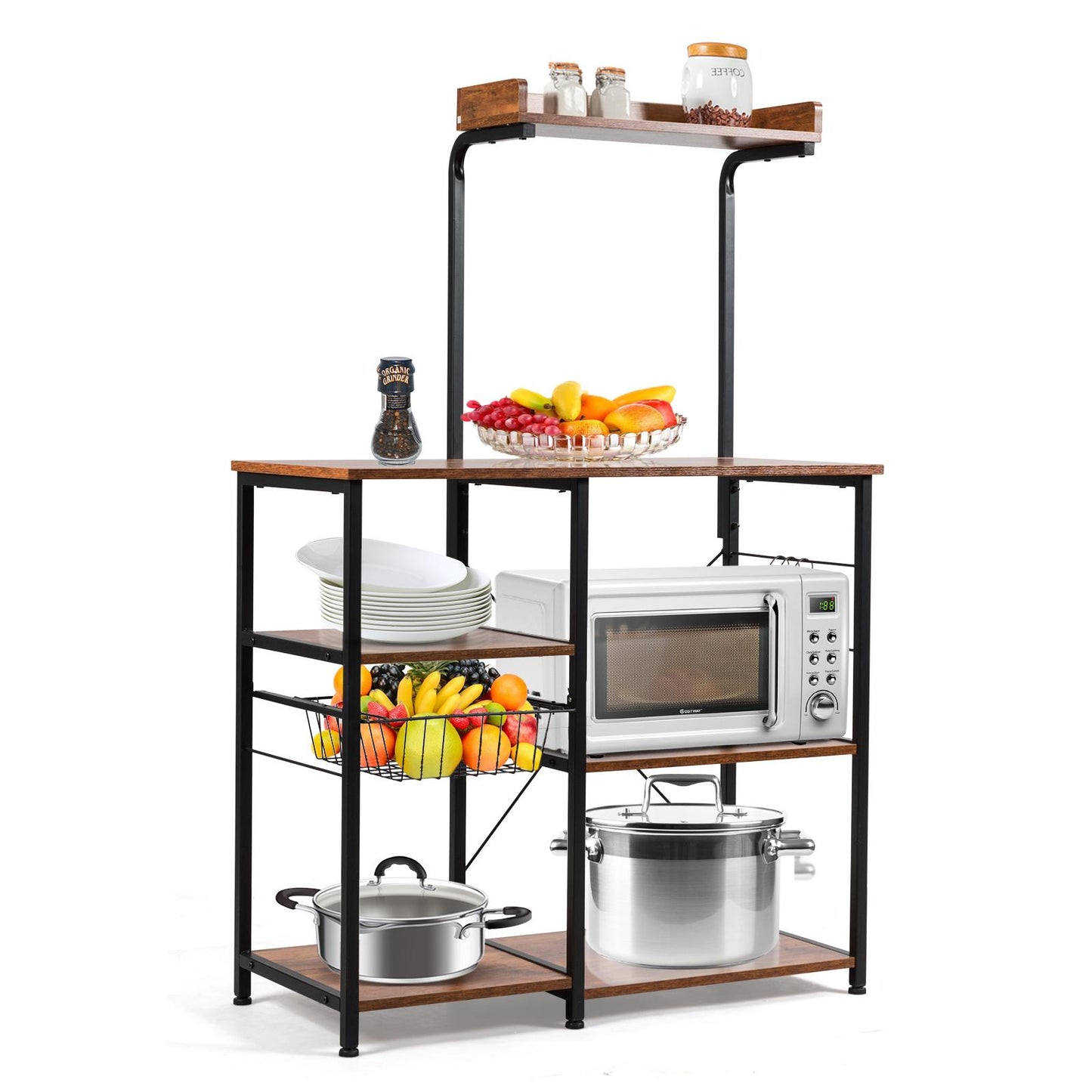 Giantex Kitchen Baker¡¯s Rack, 4-Tier Microwave Storage Stand, Spice Utensils for Organizing
