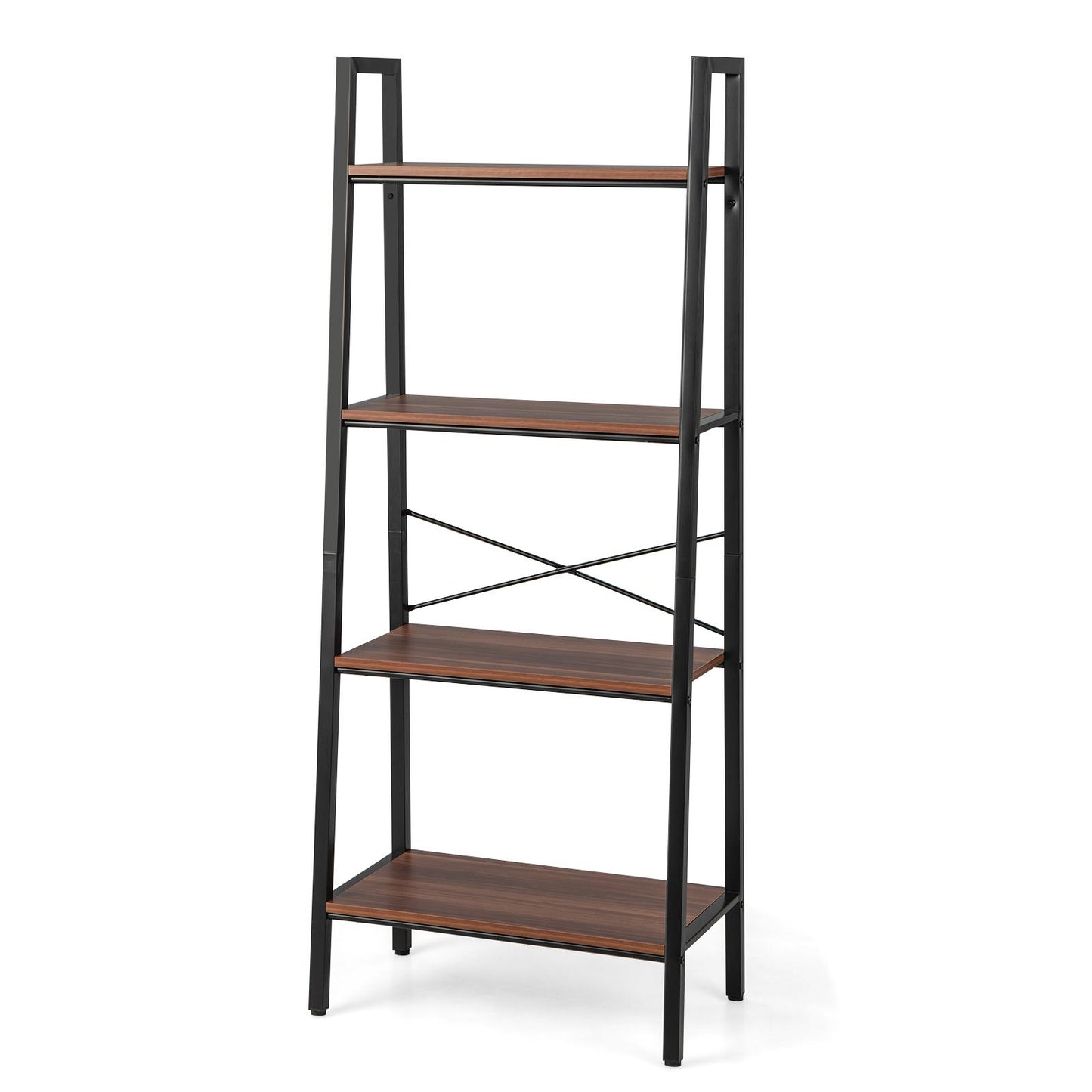 Giantex Wood Bookshelf,  4-Tier Ladder Display Shelves, Plant Flower Stand for Indoor Outdoor Use (1)