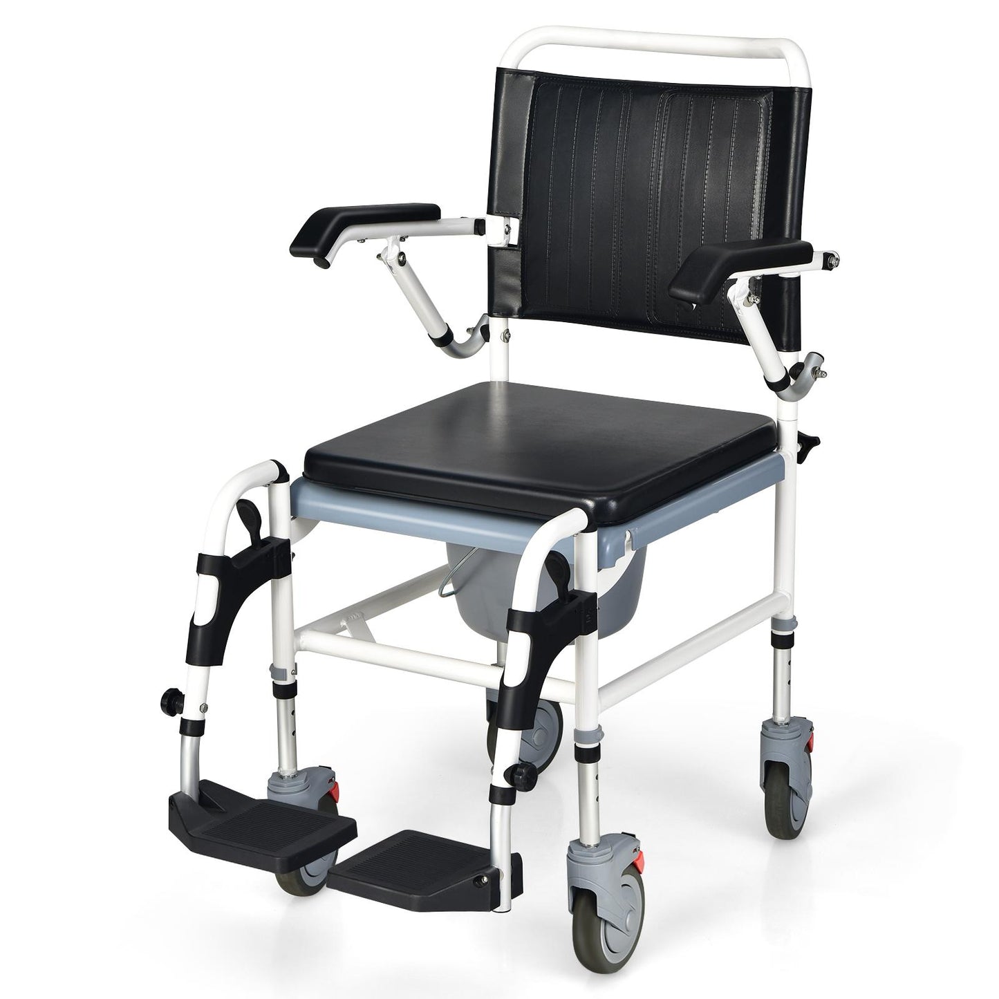 Giantex Bedside Commode Chair, Wheelchair w/Detachable Bucket for Bathroom, Bedroom, Ward