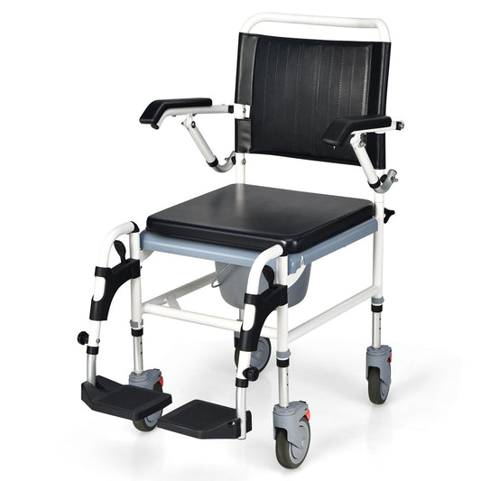 Giantex Bedside Commode Chair, Wheelchair w/Detachable Bucket for Bathroom, Bedroom, Ward