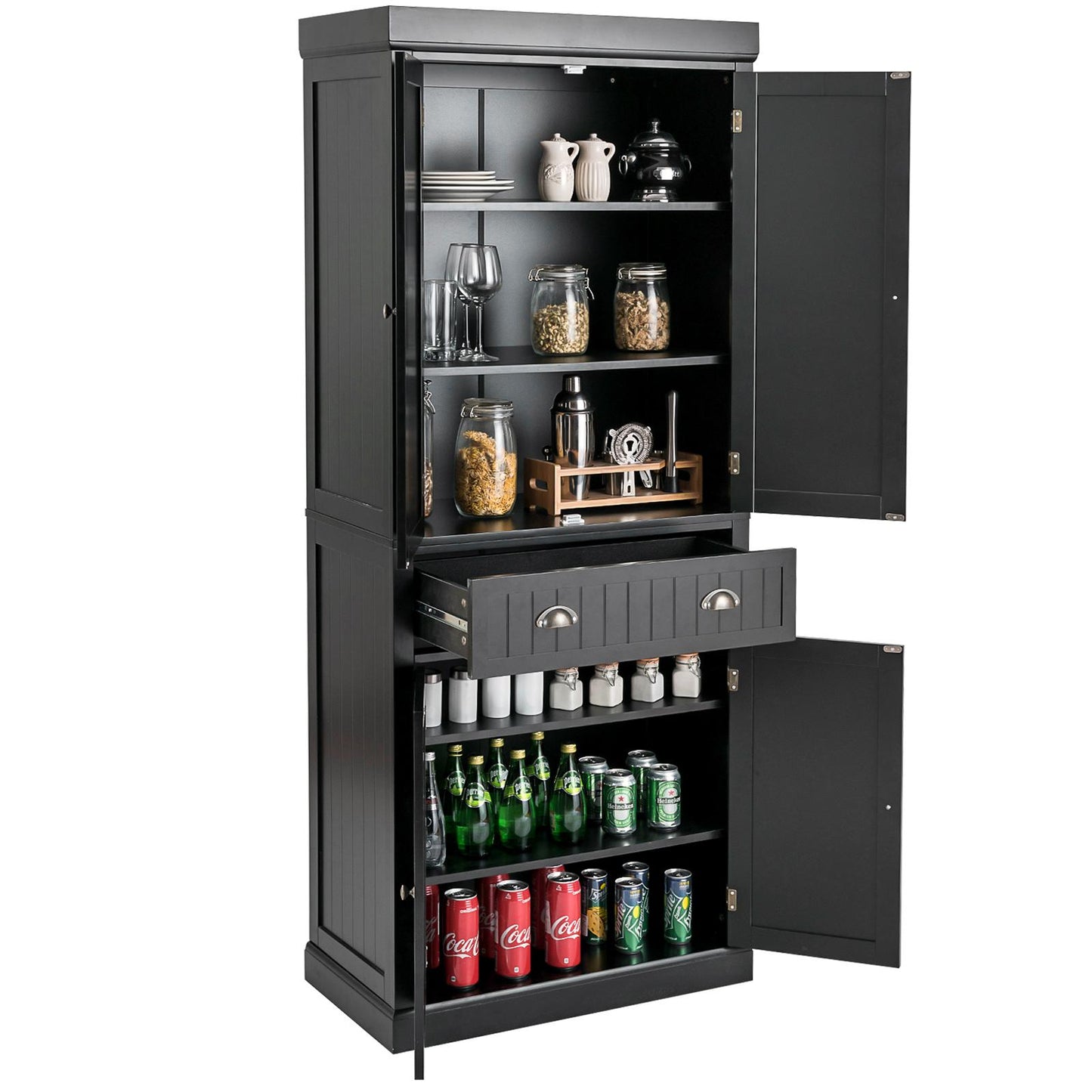 Giantex Kitchen Pantry Cabinet, Freestanding Adjustable Cabinet w/Doors for Dining Room, Living Room or Bedroom