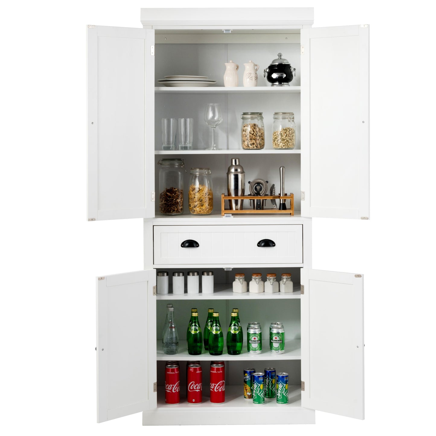 Giantex Kitchen Pantry Cabinet, Freestanding Adjustable Cabinet w/Doors for Dining Room, Living Room or Bedroom