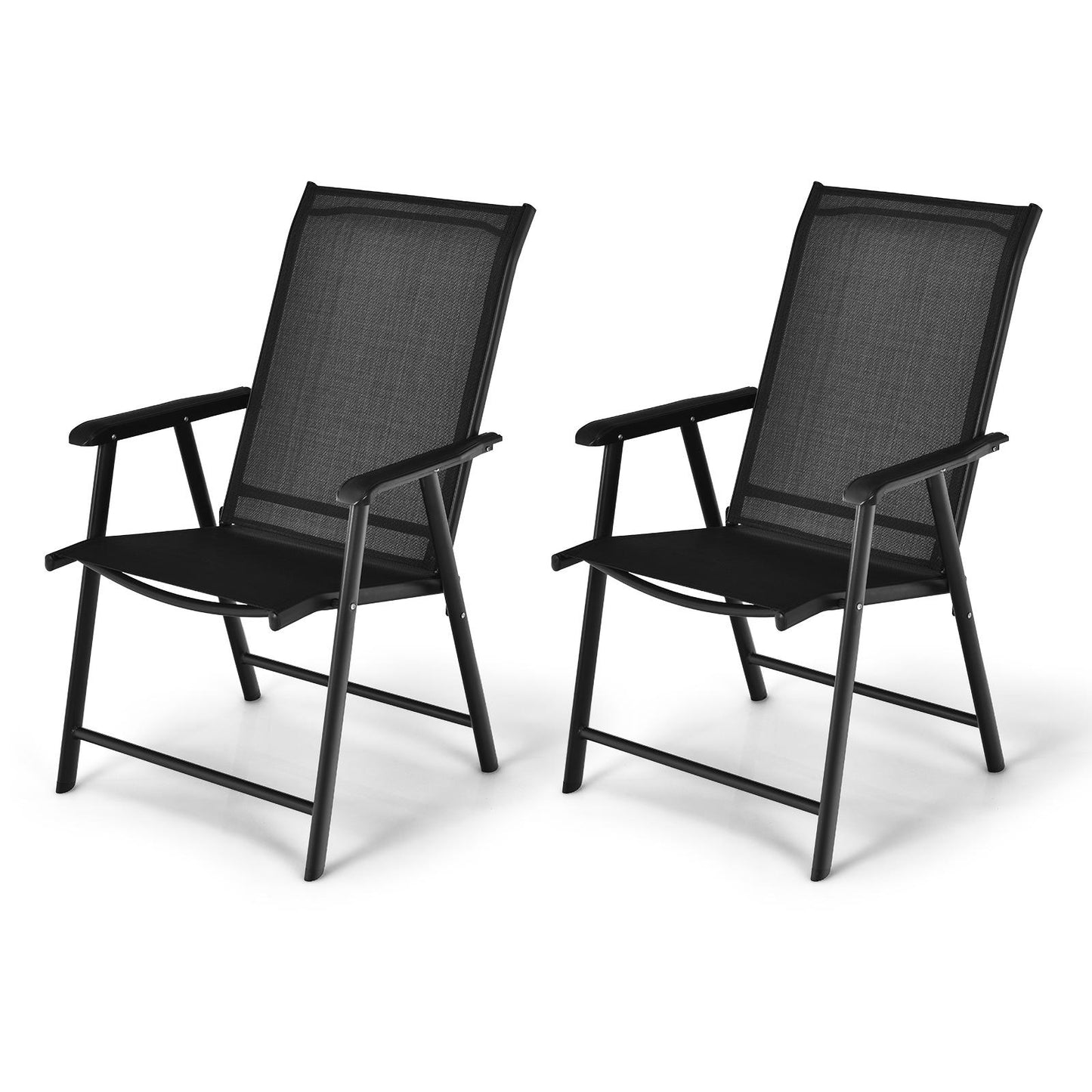 Giantex Folding Dining Chair, Portable Armrest Chairs for Indoor & Outdoor Use, Black-2
