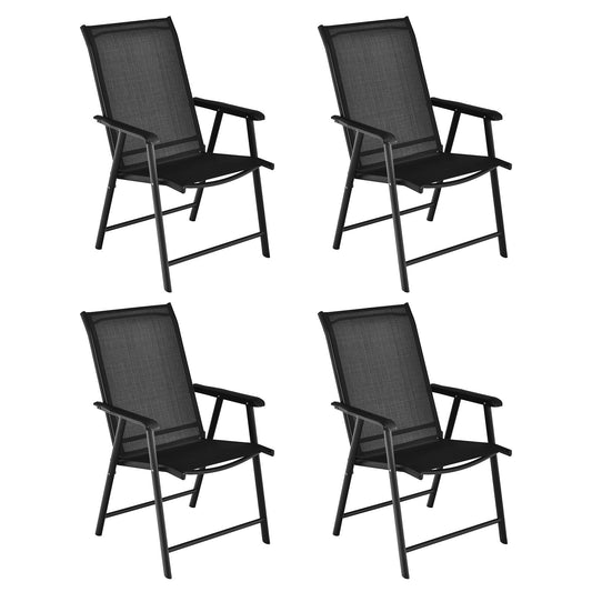 Giantex Folding Dining Chair, Portable Armrest Chairs for Indoor & Outdoor Use, Black-4