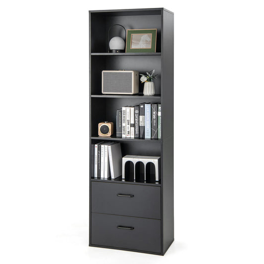 Giantex 4 Shelf Bookcase, all Open Bookshelf w/Anti-toppling Device, Freestanding Wooden Storage Display Shelf for Home Office