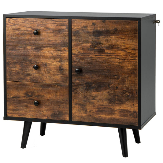 Giantex Wood Storage Cabinet, Buffet Sideboard W/Adjustable Shelf, Mid-Century Accent Floor Organizer for Home Office