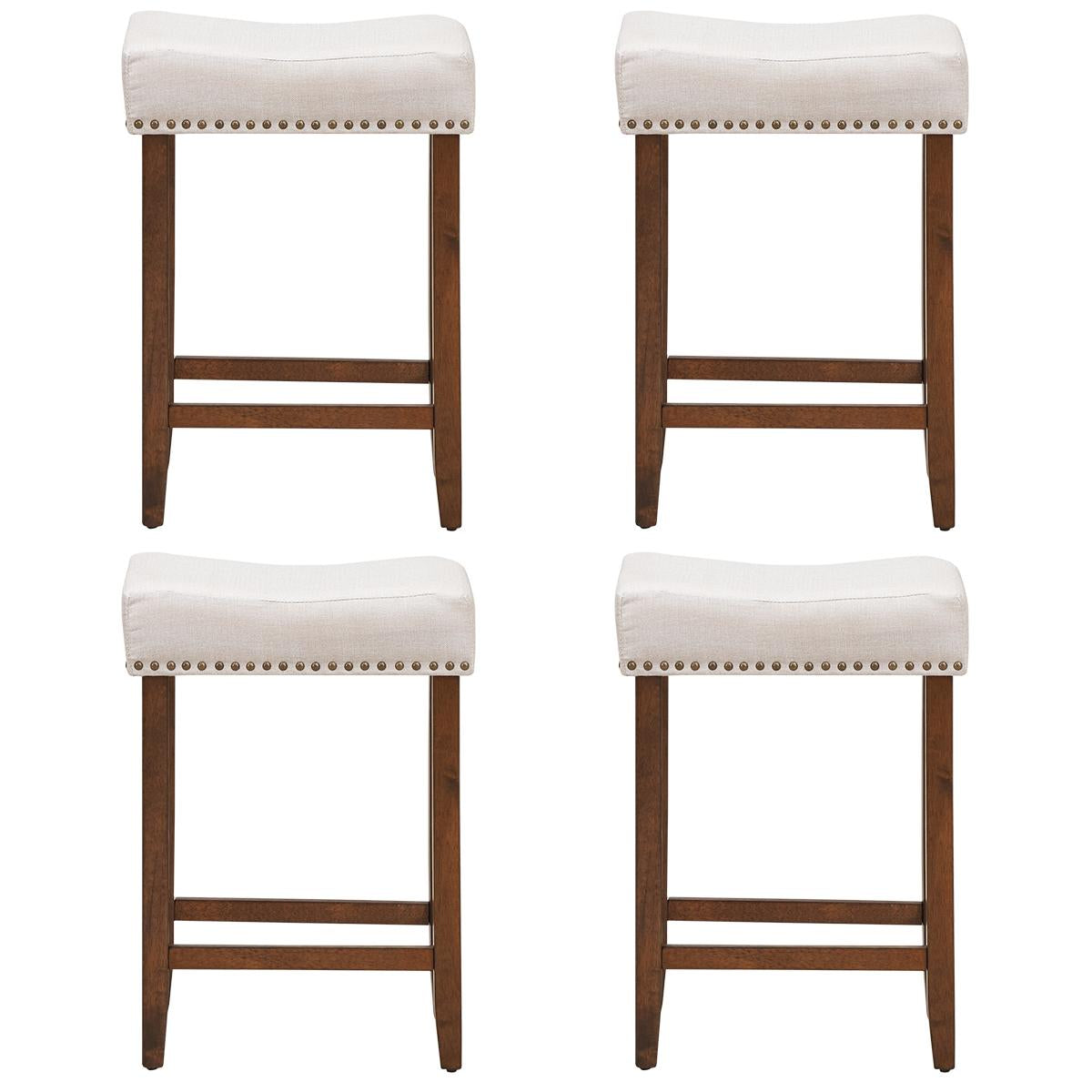 Giantex Wood Saddle Stools, Dining Chair w/Upholstered Cushion for Kitchen, Pub