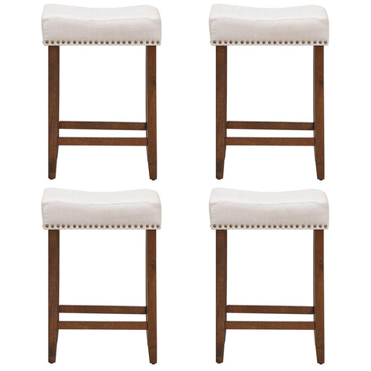 Giantex Wood Saddle Stools, Dining Chair w/Upholstered Cushion for Kitchen, Pub