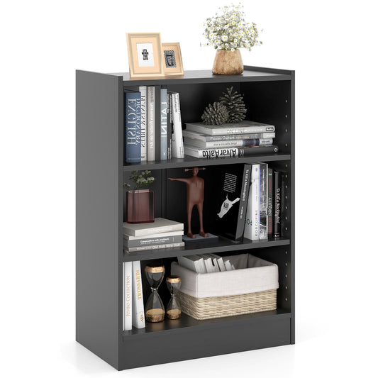 Giantex 3-Cube Bookcase, Open Bookshelf w/Adjustable Shelves & Anti-Tipping Device, Small Wood Cube Storage Organizer, Black