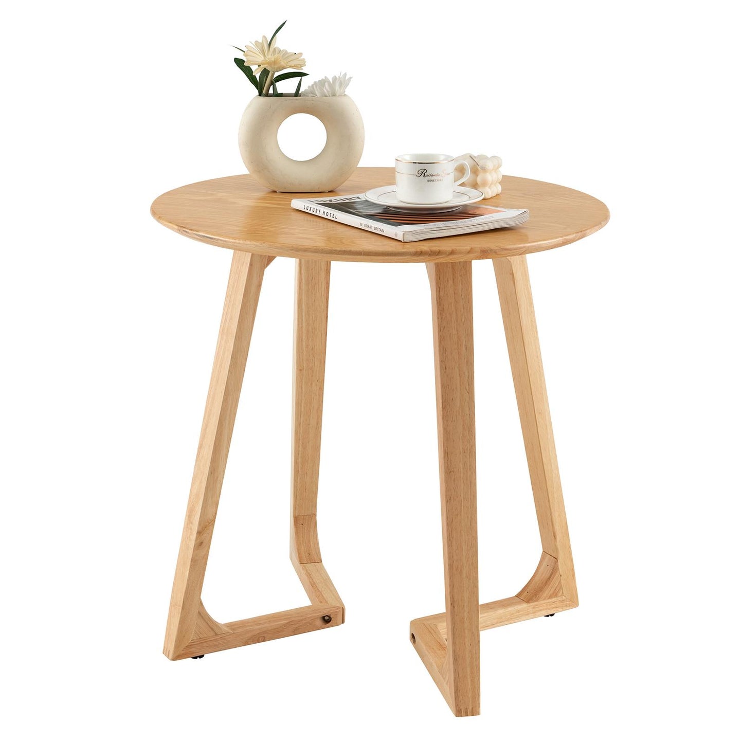 Giantex 24" Round Side Table, Compact Tea End Table, Multipurpose Snack Nightstand