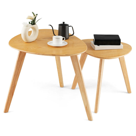 Giantex  Set of 2 Nesting Coffee Tables, Wood Sofa End Tables, Cocktail Tables for Home, Easy Assembly