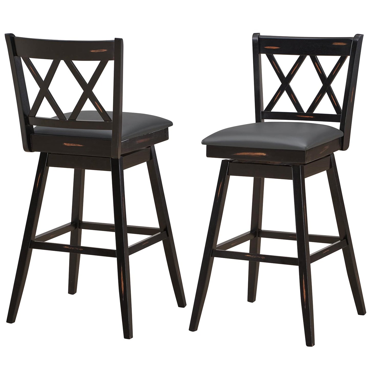 Giantex 29" Counter Height Cushioned Bar Chair, 360° Swivel Farmhouse Barstool w/Ergonomic Backrest, Waterproof PVC Surface & Solid Wood Structure