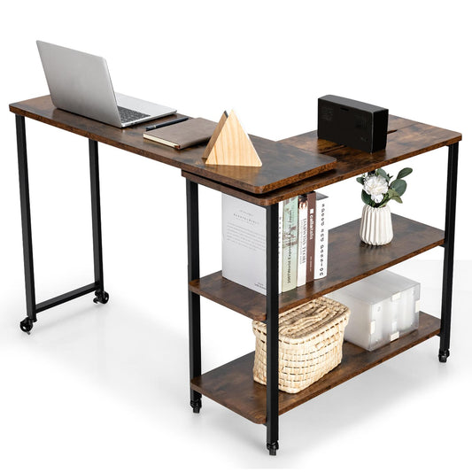 Giantex Patented Large Free Rotating Sofa Side Table, Mobile Couch Desk, Movable Laptop Table, Snack Table for Home Office