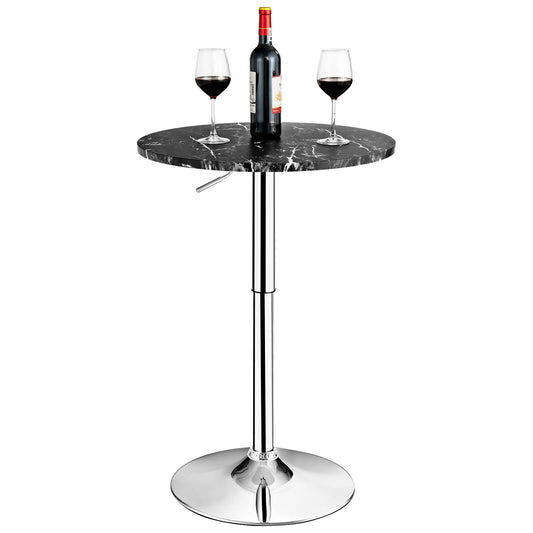 Giantex Round Bar & Pub Table, Height Adjustable Bistro Table w/Faux Marble Top, 360¡ã Swivel Cocktail Table
